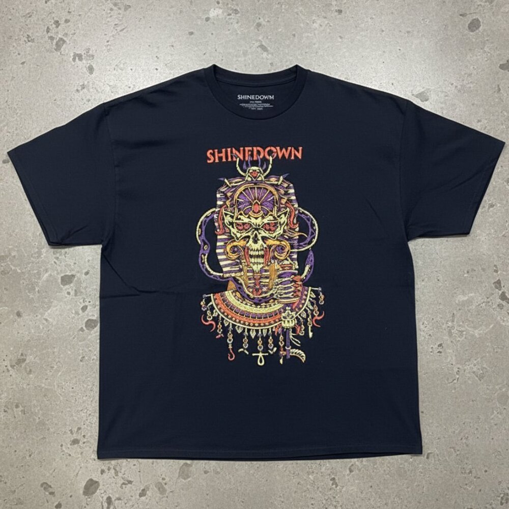 Shinedown Planet Zero Mummy Skull Art Rock Band Black Graphic Tee